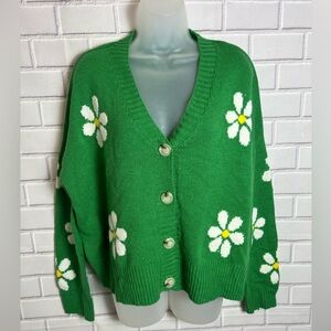 Floral Green Women's Cardigan